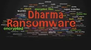 Dharma ransomware word cloud