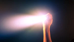 Person shining light