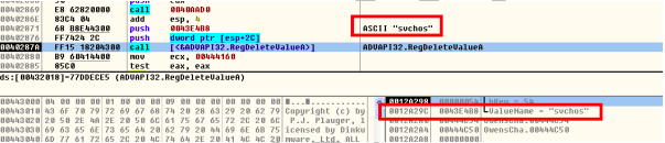  Deleting the “svchos” value from the registry 