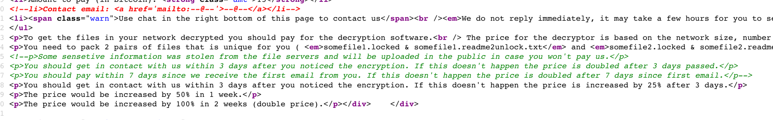  HTML from the DopplePaymer TOR site showing Data Exfiltration Threat 