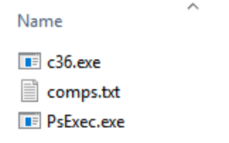  Example of the Ryuk Executable along with PsExec and Batch file 