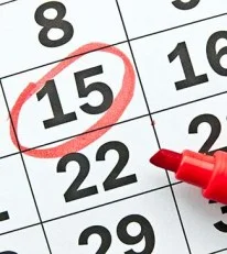 15th circled on a calendar