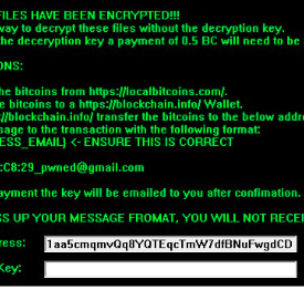 Ransom notice with re-used wallet address