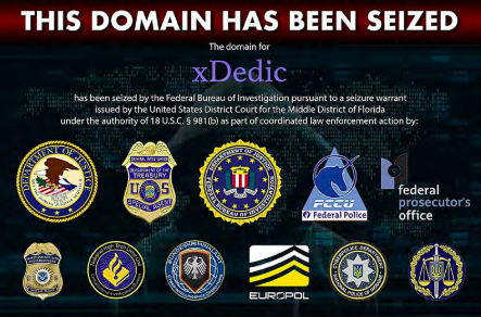 Visitors to xDedic were dispayed with the above image after the take down